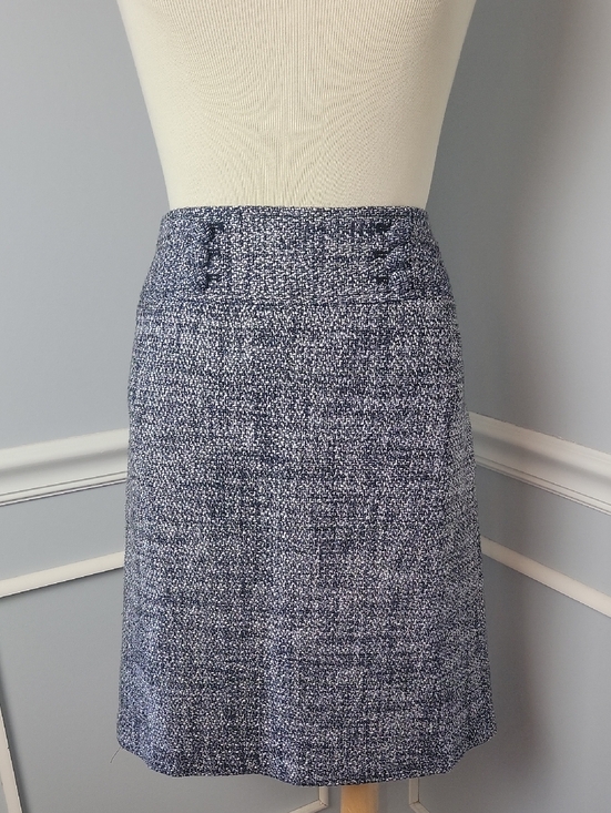 Ann Taylor Dresses & Skirts - ANN TAYLOR Blue White Tweed Faux Button Nautical Career Straight Pencil Skirt 10